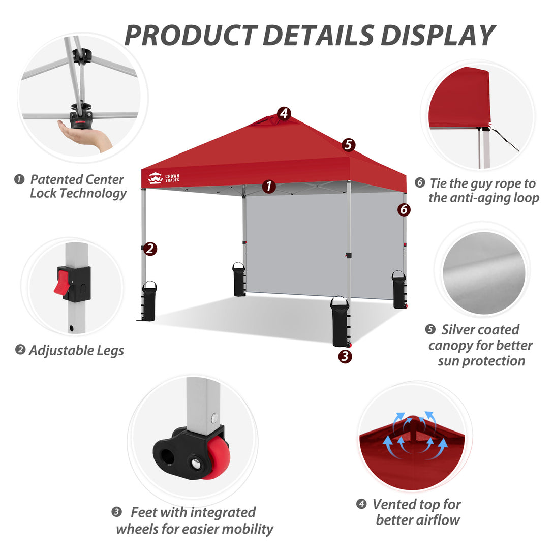 Tente pliante CenterLOK® 10x10 avec 1 paroi latérale