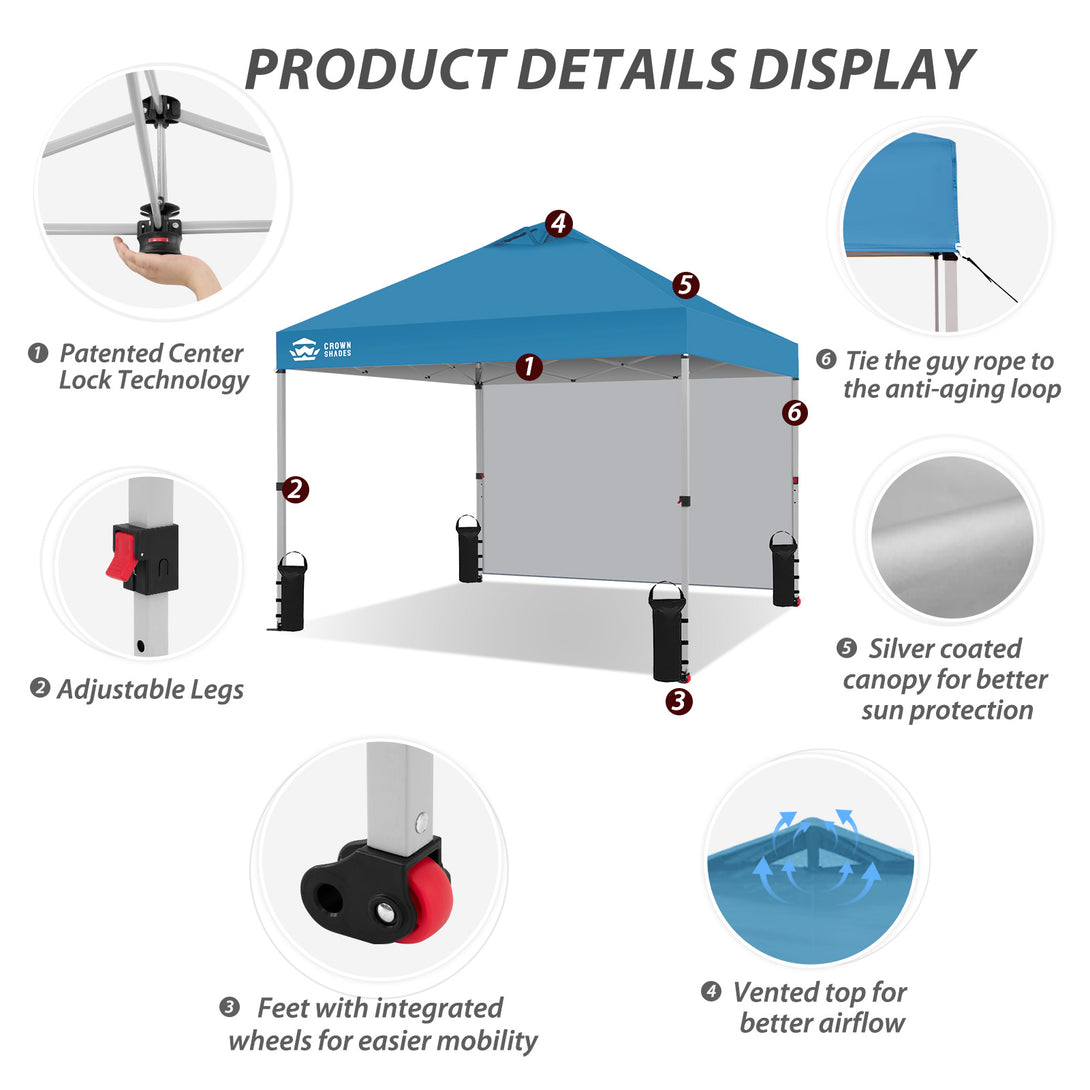 Tente pliante CenterLOK® 10x10 avec 1 paroi latérale
