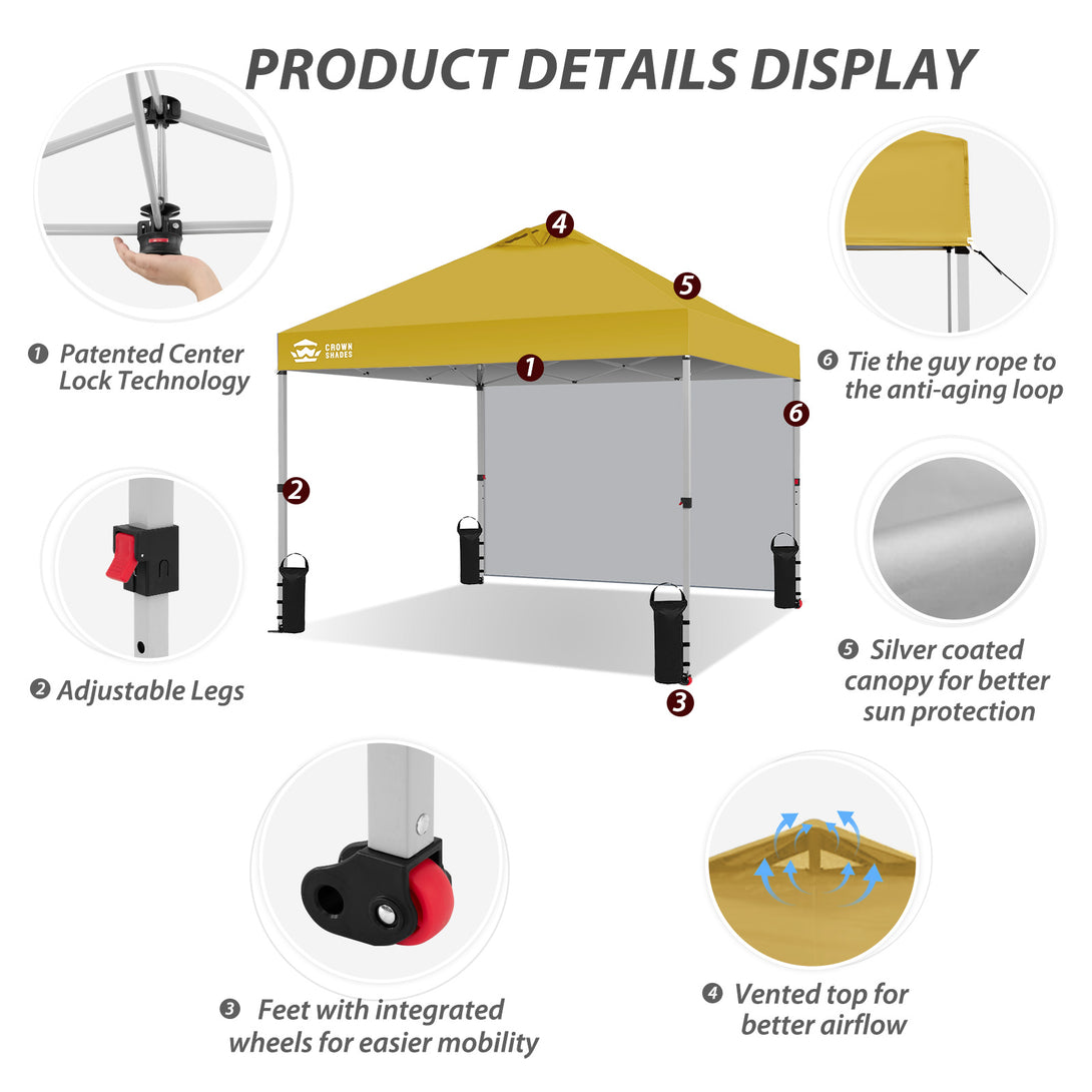 Tente pliante CenterLOK® 10x10 avec 1 paroi latérale