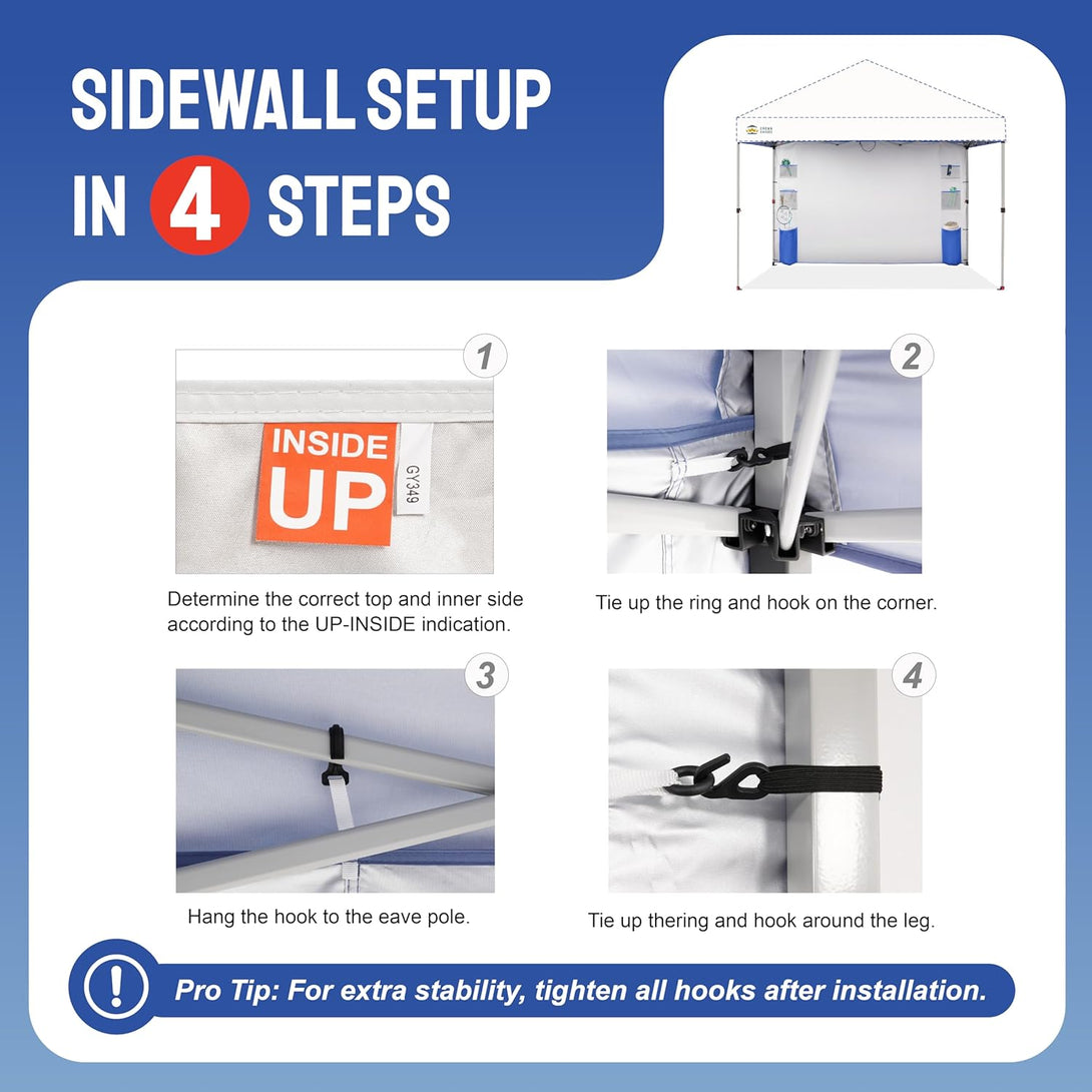 10x10 Accessory Sidewall with 6 Pockets