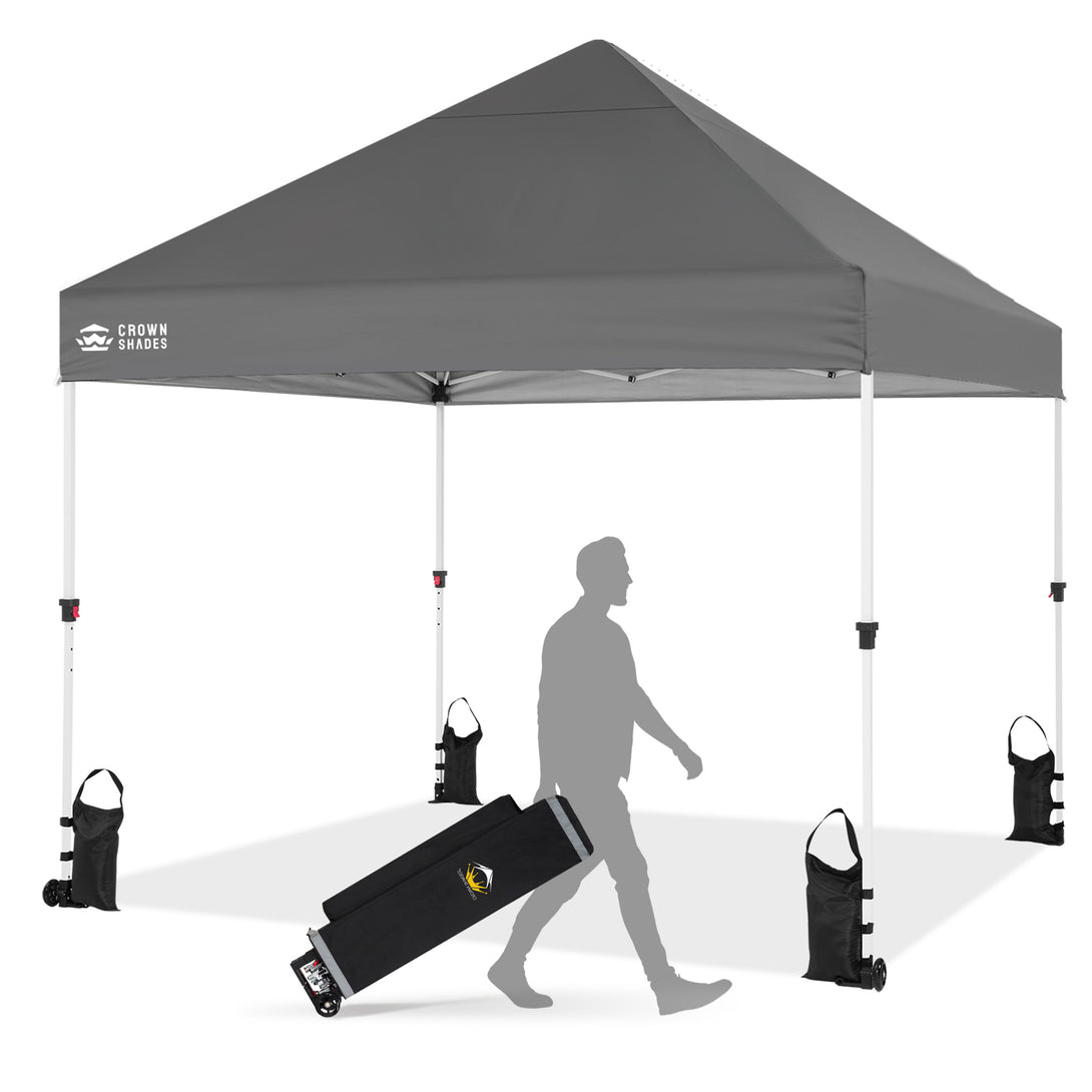 Auvent Commercial Centerlok 8x8 ou 10x10 - Roue Sto 'N Go 4", Revêtement Argenté, 400D - M64, MP100