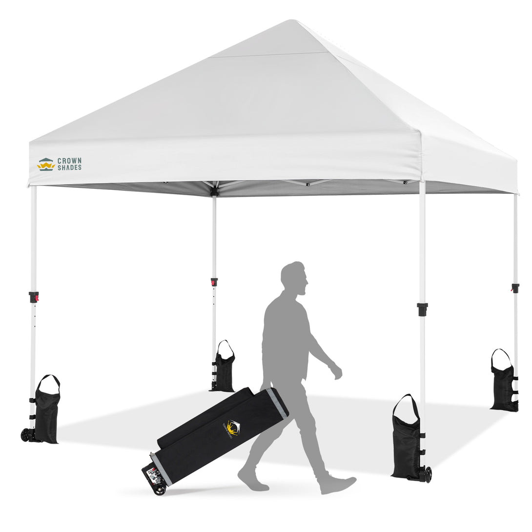 Auvent Commercial Centerlok 8x8 ou 10x10 - Roue Sto 'N Go 4", Revêtement Argenté, 400D - M64, MP100