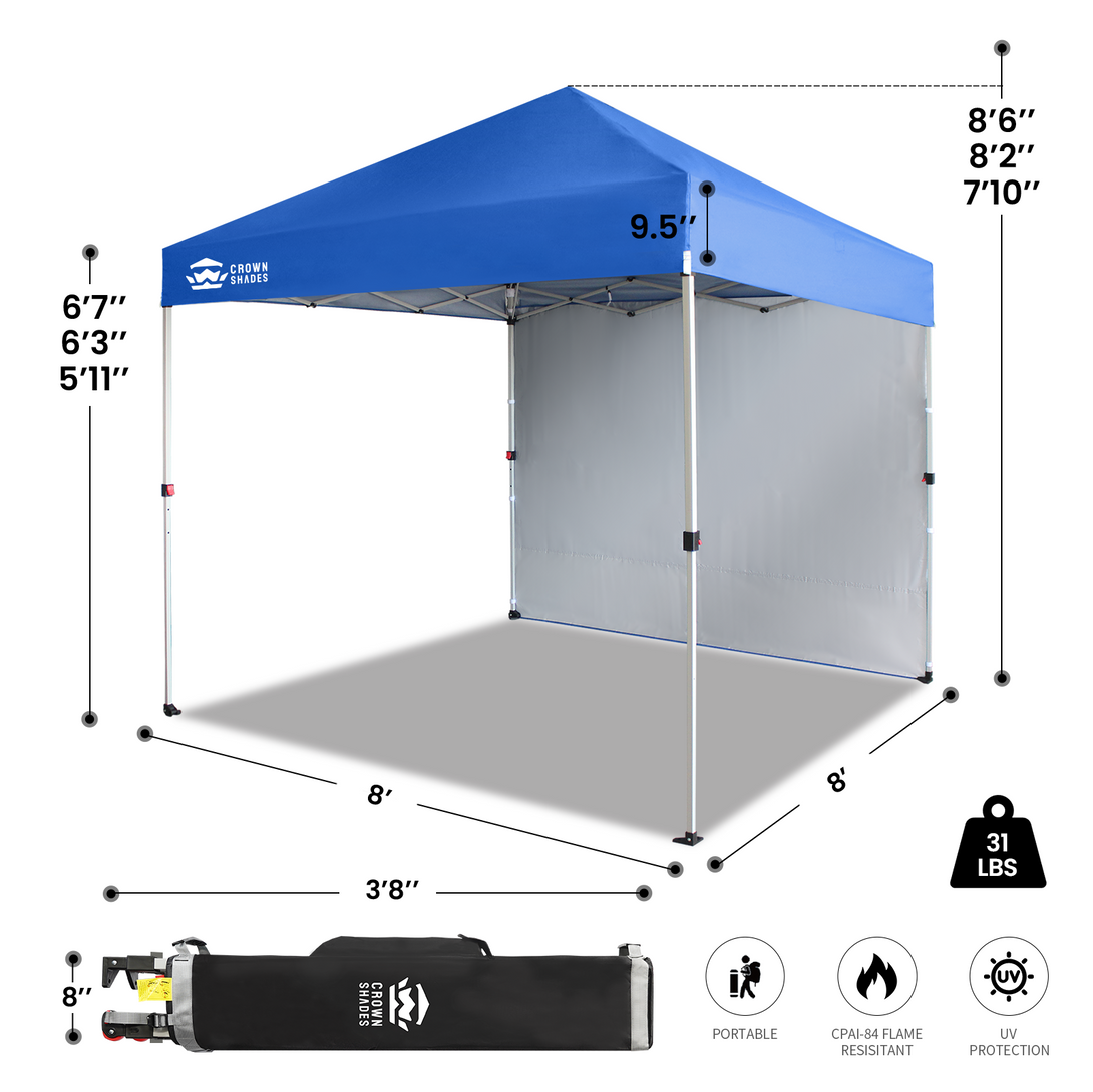 Tente pliante 8x8 avec 1 paroi latérale - Montage One Push CenterLOK™