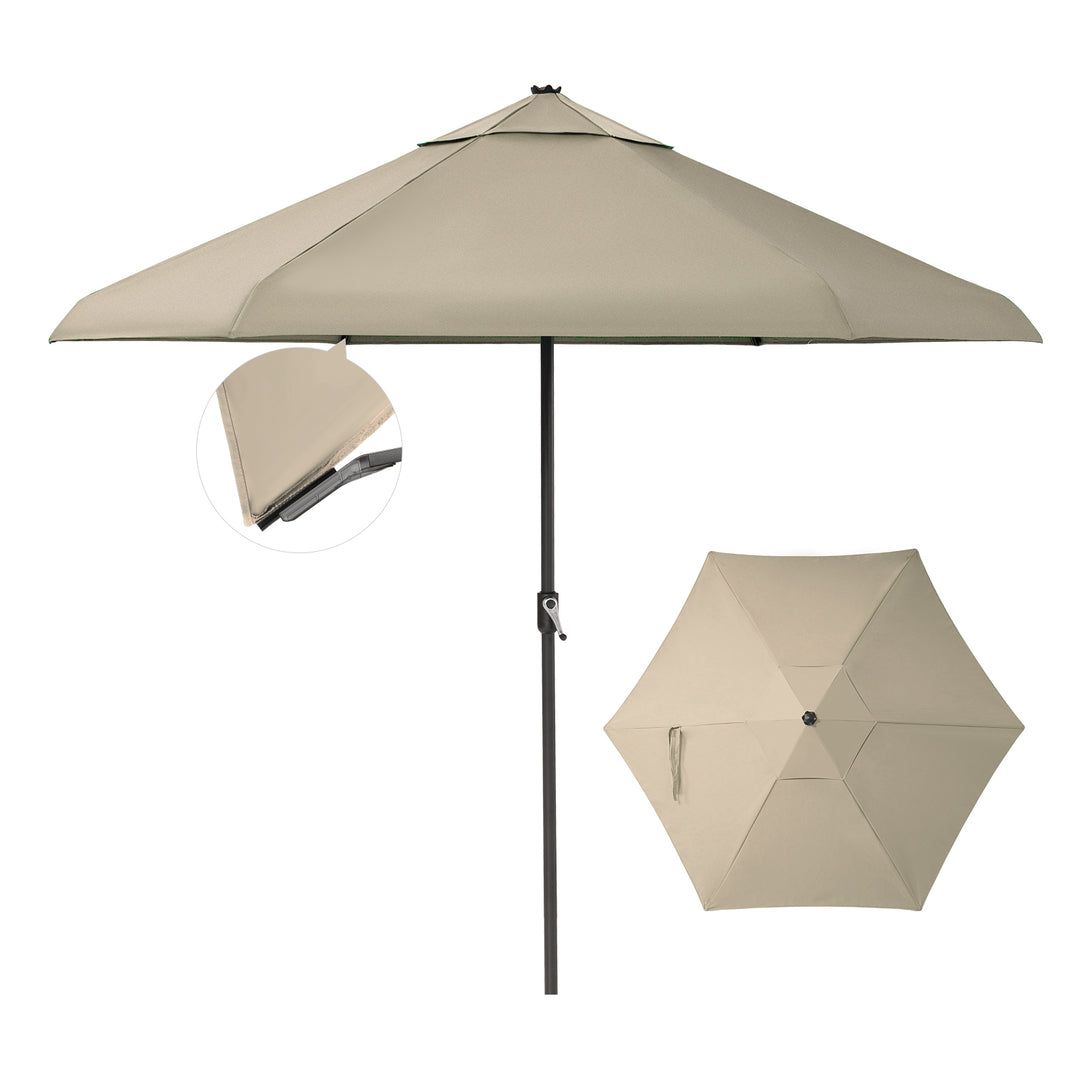 9 Ft Auto-Tilt Patio Umbrella - Patented 45° Edge Connection with Olefin Fabric