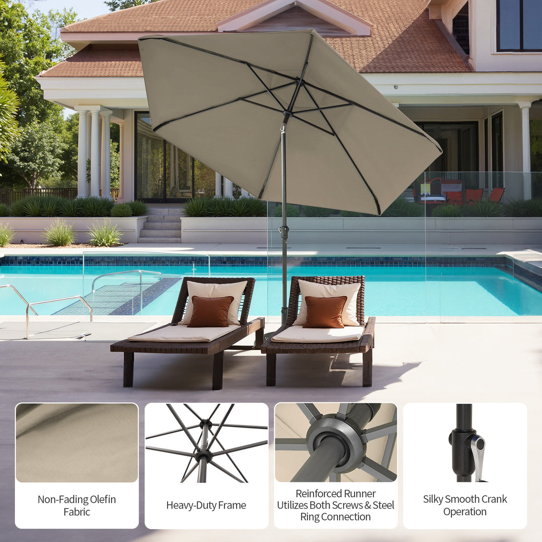 9 Ft Auto-Tilt Patio Umbrella - Patented 45° Edge Connection with Olefin Fabric