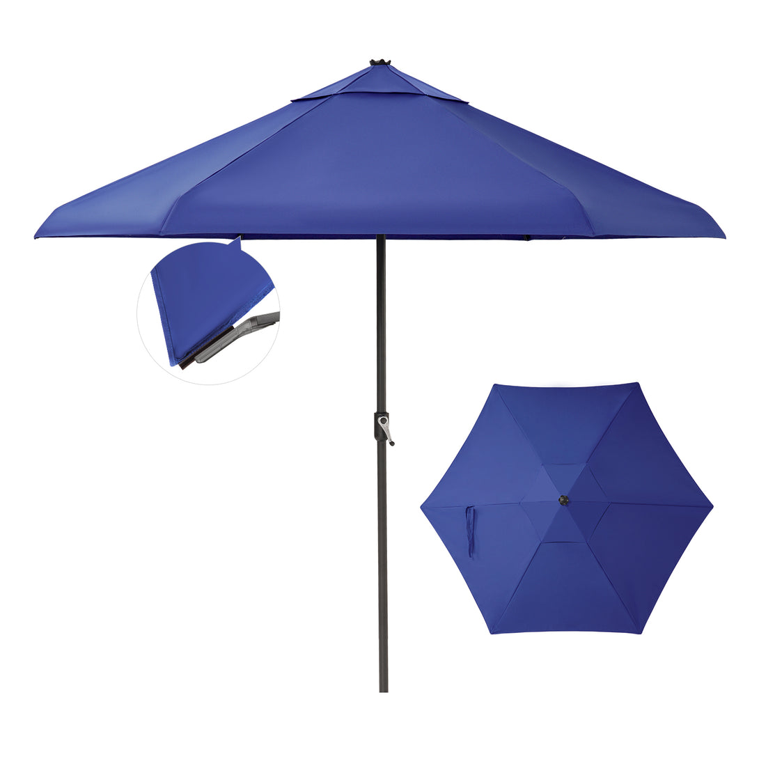 9 Ft Auto-Tilt Patio Umbrella - Patented 45° Edge Connection with Olefin Fabric