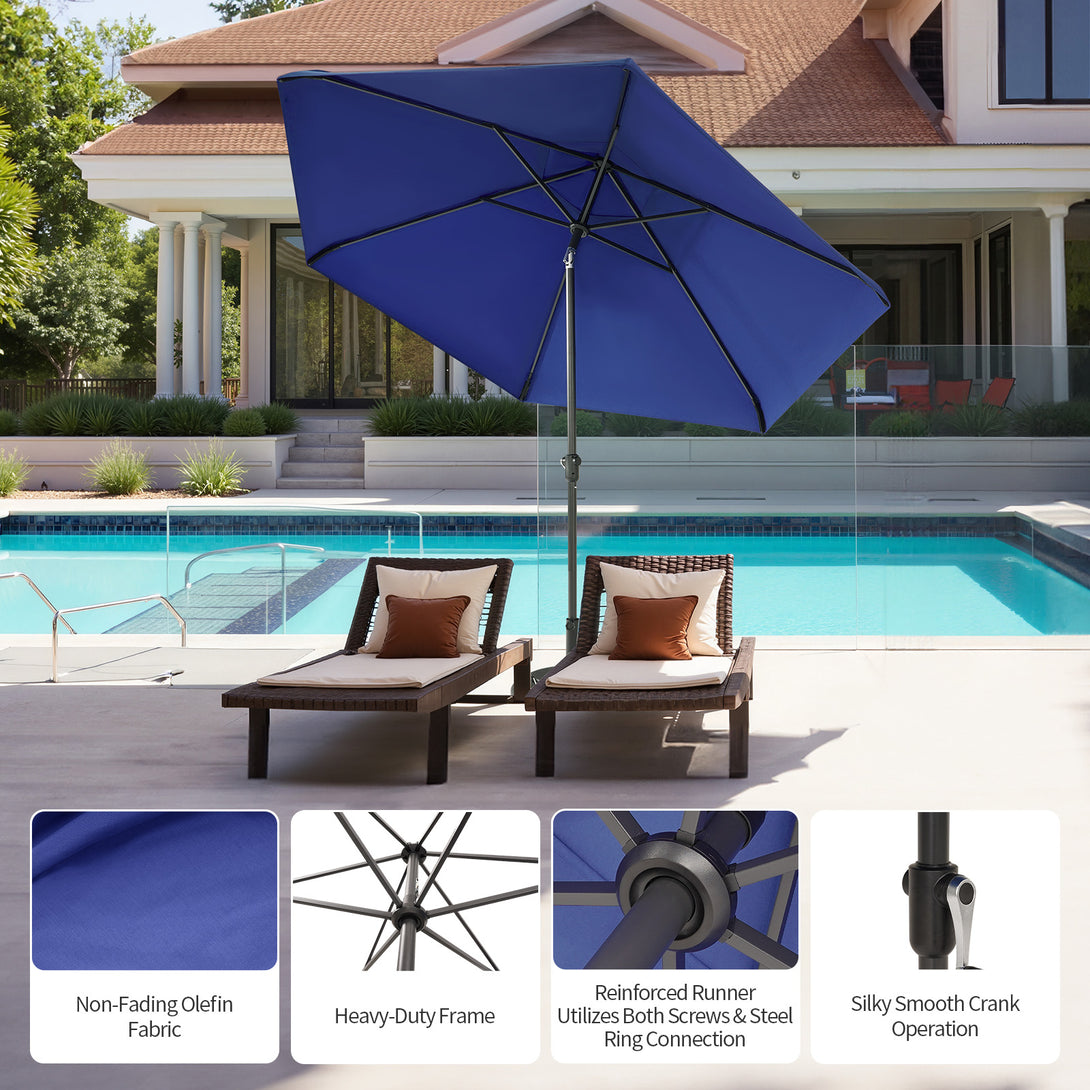 9 Ft Auto-Tilt Patio Umbrella - Patented 45° Edge Connection with Olefin Fabric