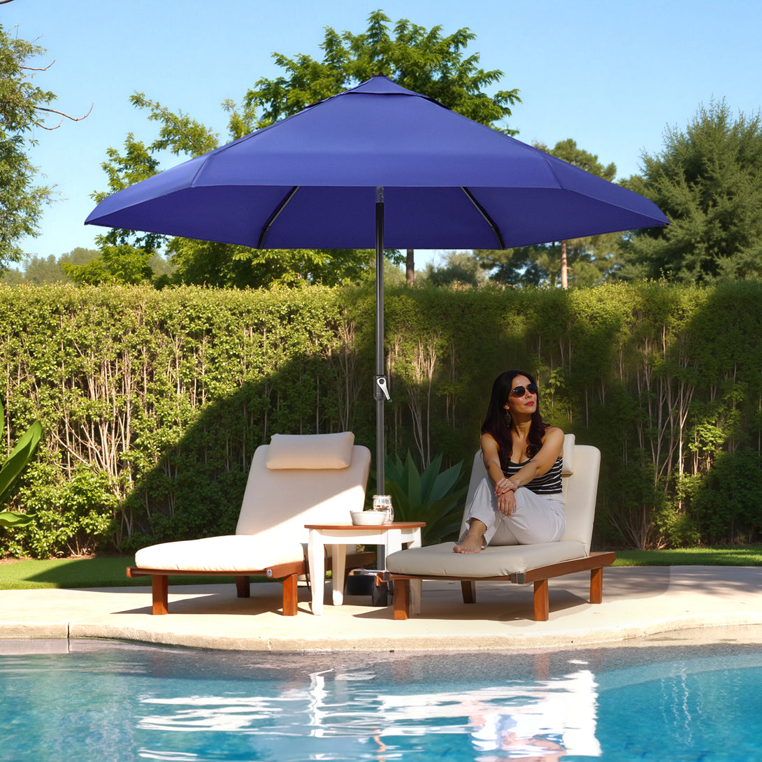 9 Ft Auto-Tilt Patio Umbrella - Patented 45° Edge Connection with Olefin Fabric