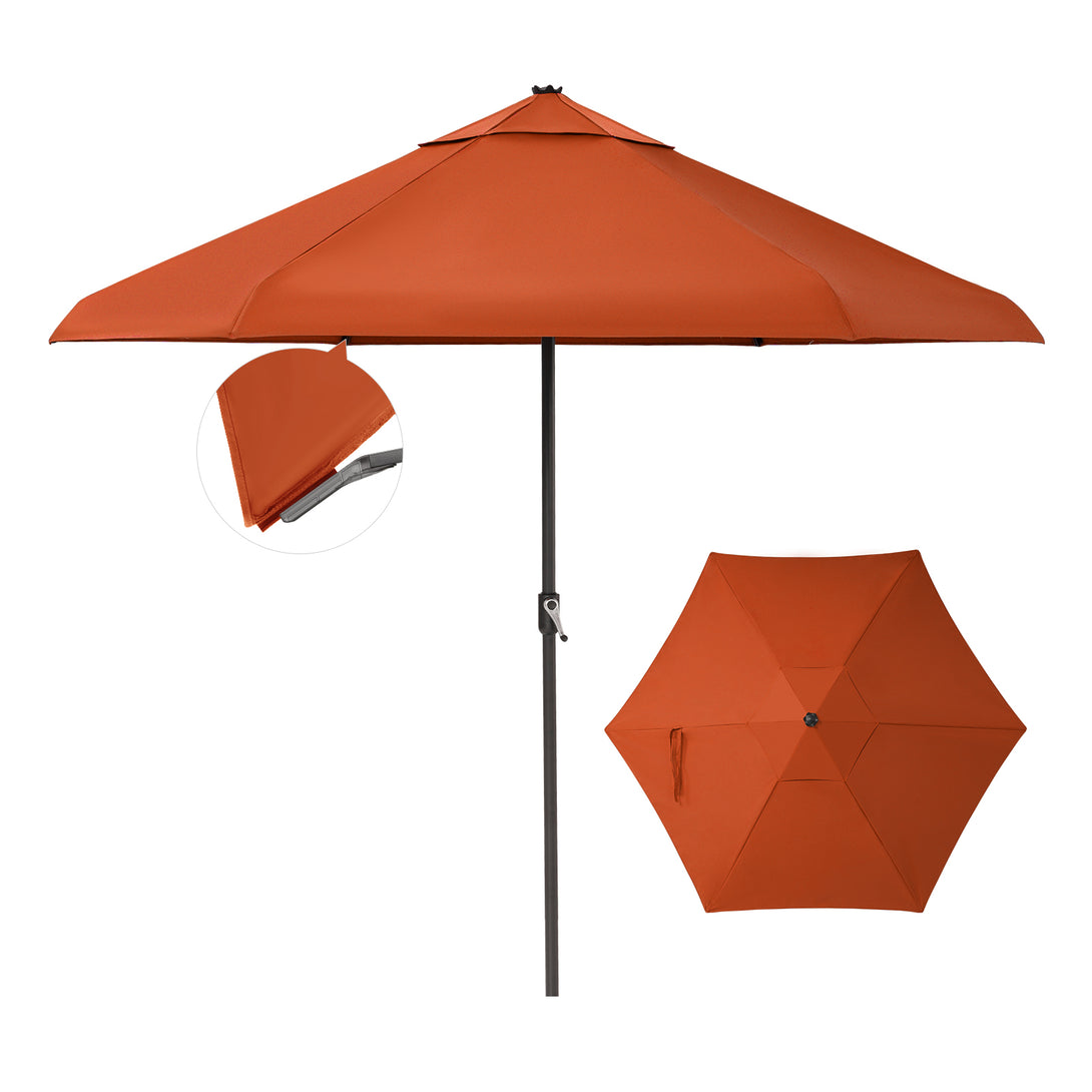 9 Ft Auto-Tilt Patio Umbrella - Patented 45° Edge Connection with Olefin Fabric