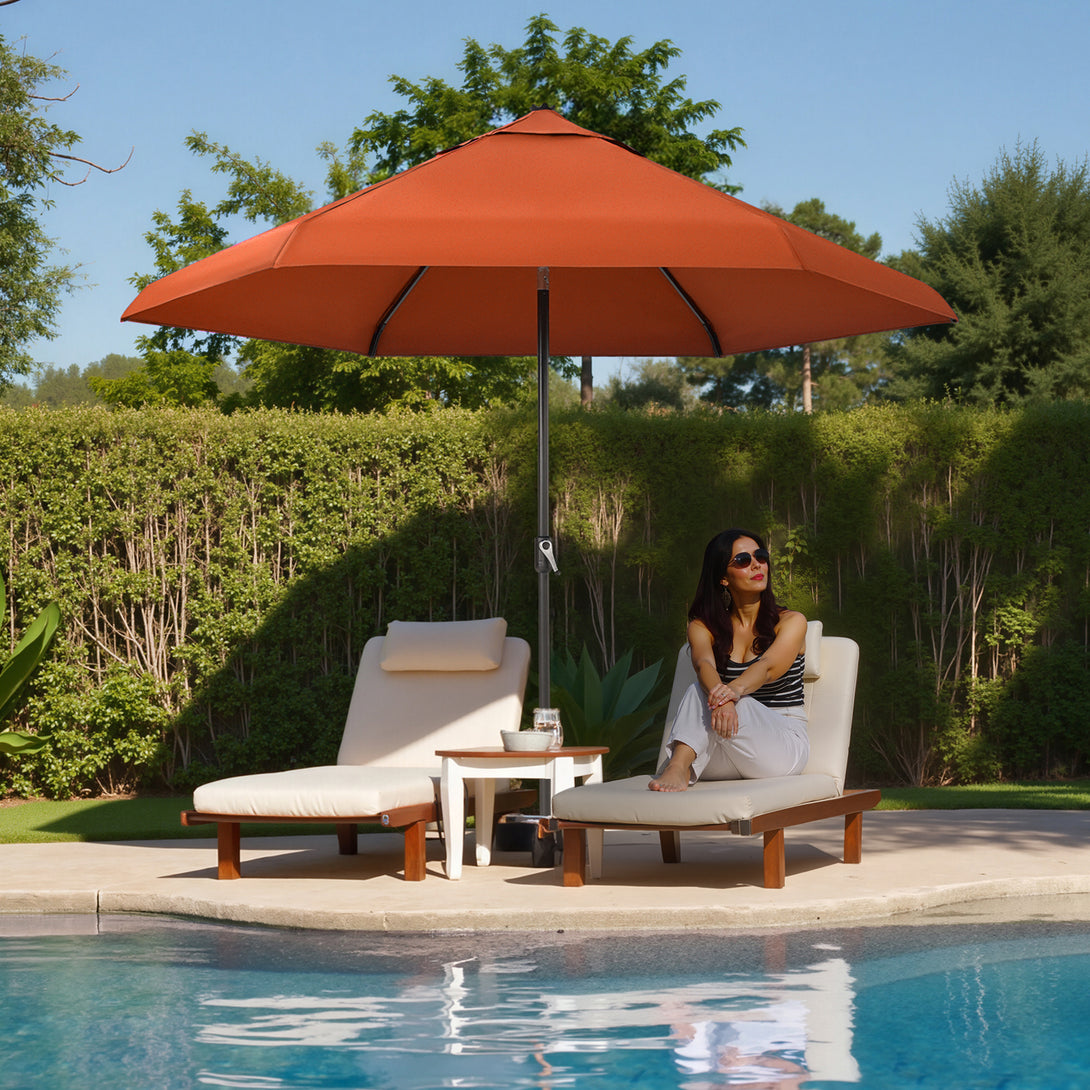 9 Ft Auto-Tilt Patio Umbrella - Patented 45° Edge Connection with Olefin Fabric