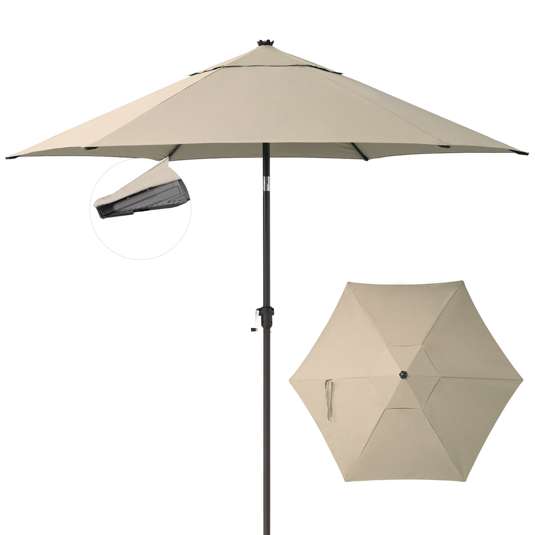 9 Ft Windproof Patio Umbrella – 30° Push Button Tilt with Durable Polyester