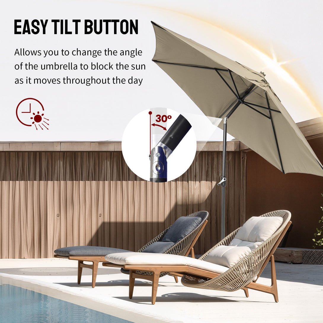9 Ft Windproof Patio Umbrella – 30° Push Button Tilt with Durable Polyester