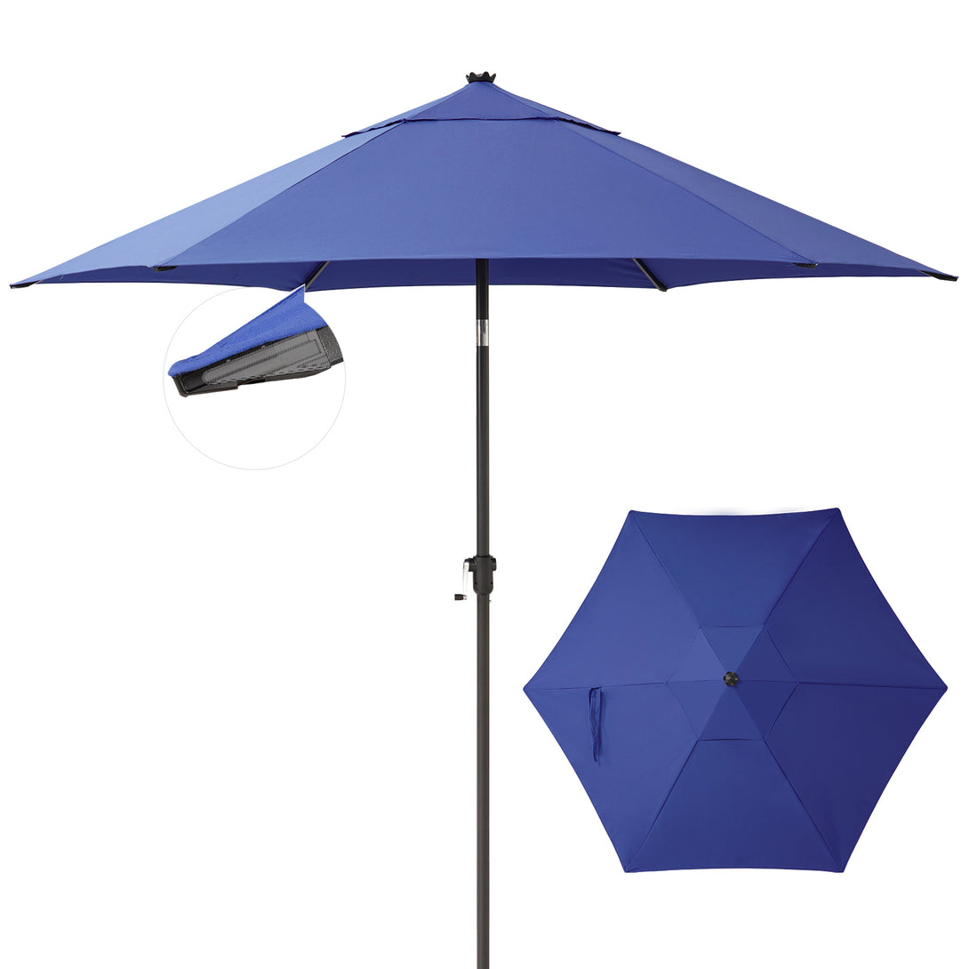 9 Ft Windproof Patio Umbrella – 30° Push Button Tilt with Durable Polyester