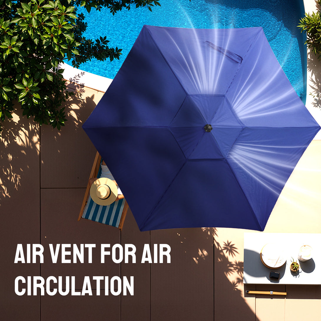 9 Ft Windproof Patio Umbrella – 30° Push Button Tilt with Durable Polyester