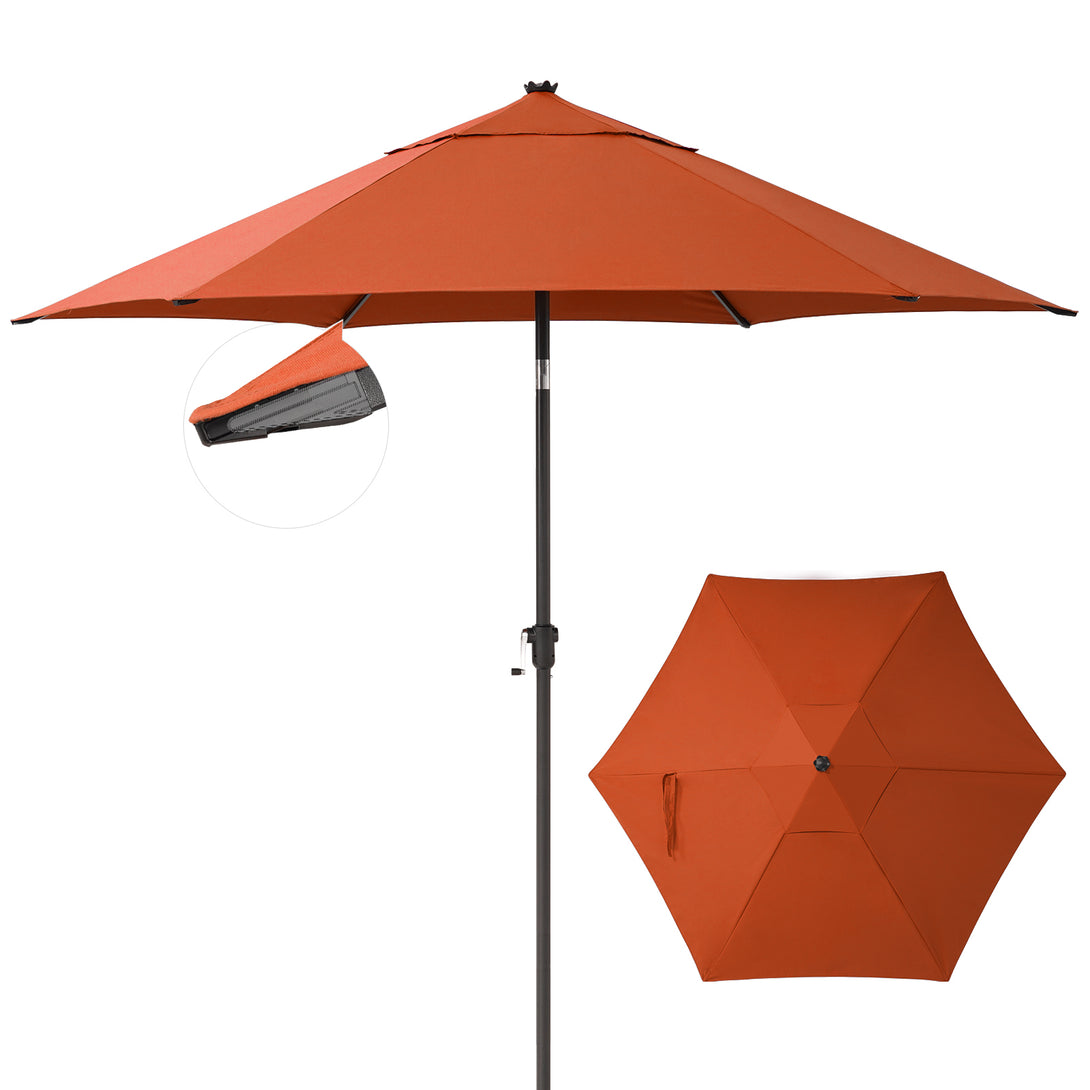 9 Ft Windproof Patio Umbrella – 30° Push Button Tilt with Durable Polyester