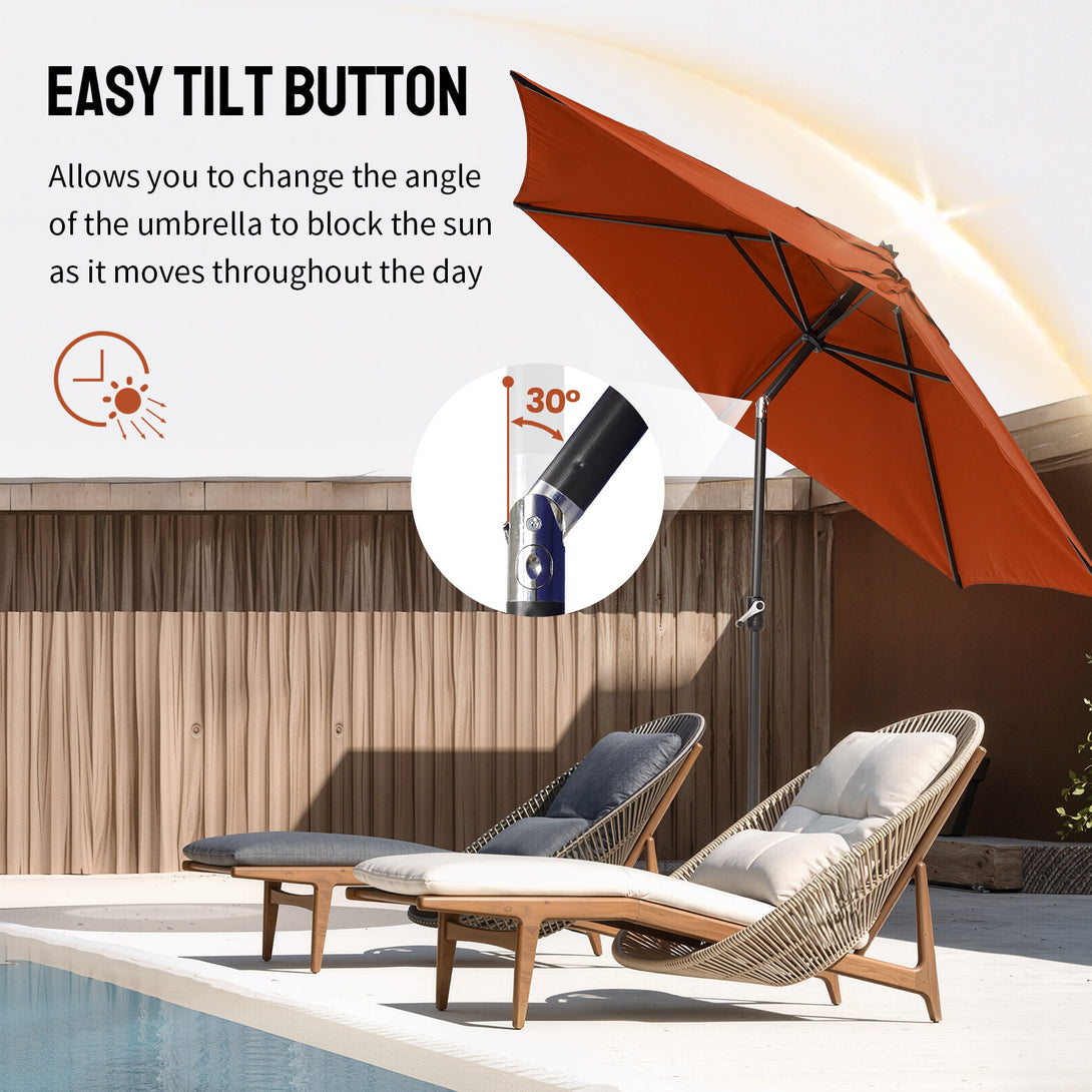 9 Ft Windproof Patio Umbrella – 30° Push Button Tilt with Durable Polyester
