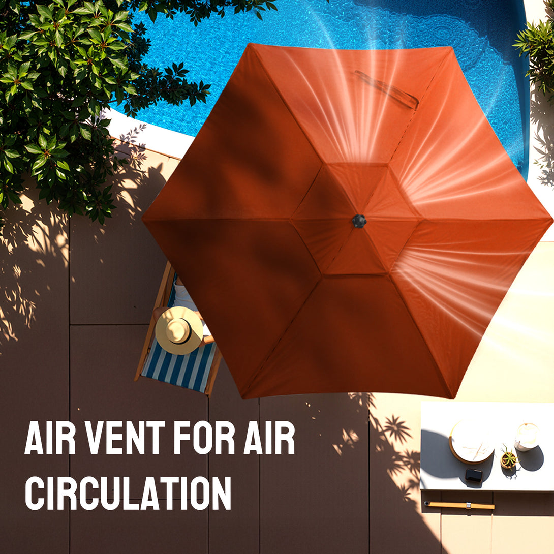9 Ft Windproof Patio Umbrella – 30° Push Button Tilt with Durable Polyester