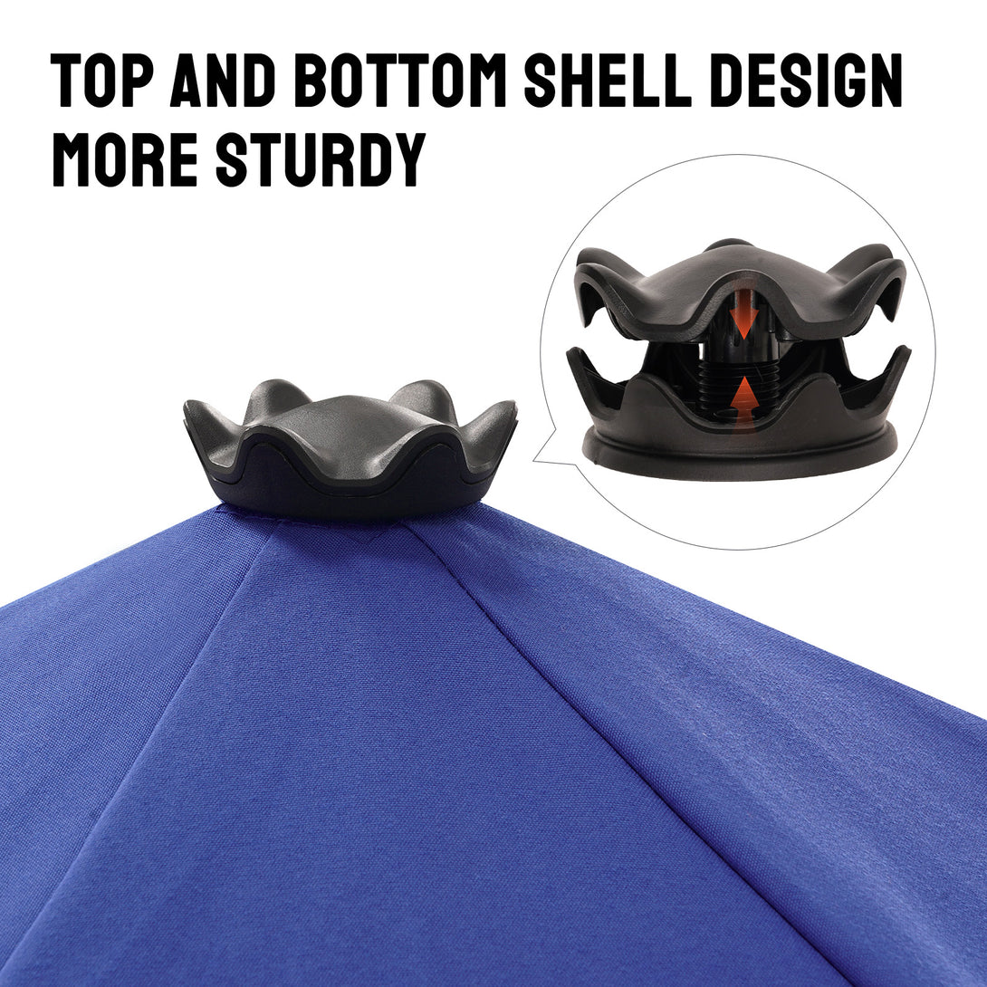 GEMINI Original Twin-Arm Umbrella – 90° Pivoting Hinge Valance, Auto Tilt, Slide-In Attachment Olefin Fabric