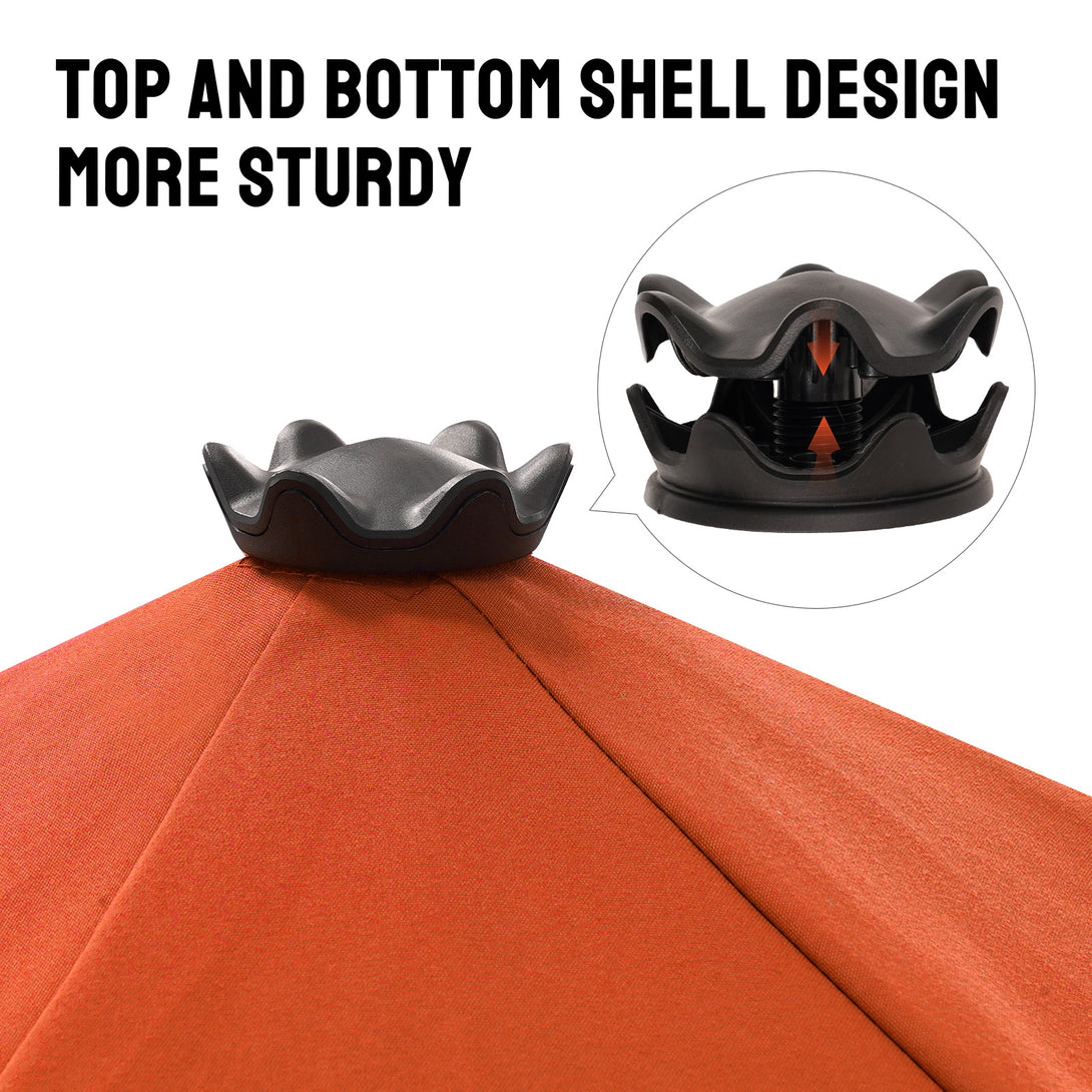 GEMINI Original Twin-Arm Umbrella – 90° Pivoting Hinge Valance, Auto Tilt, Slide-In Attachment Olefin Fabric