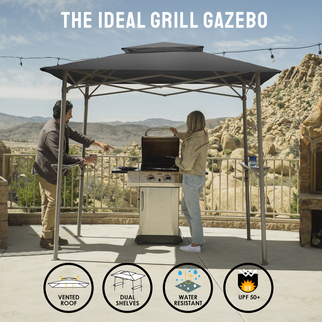 CROWN SHADES 8x5 Grill Gazebo - Auvent BBQ Pop-Up