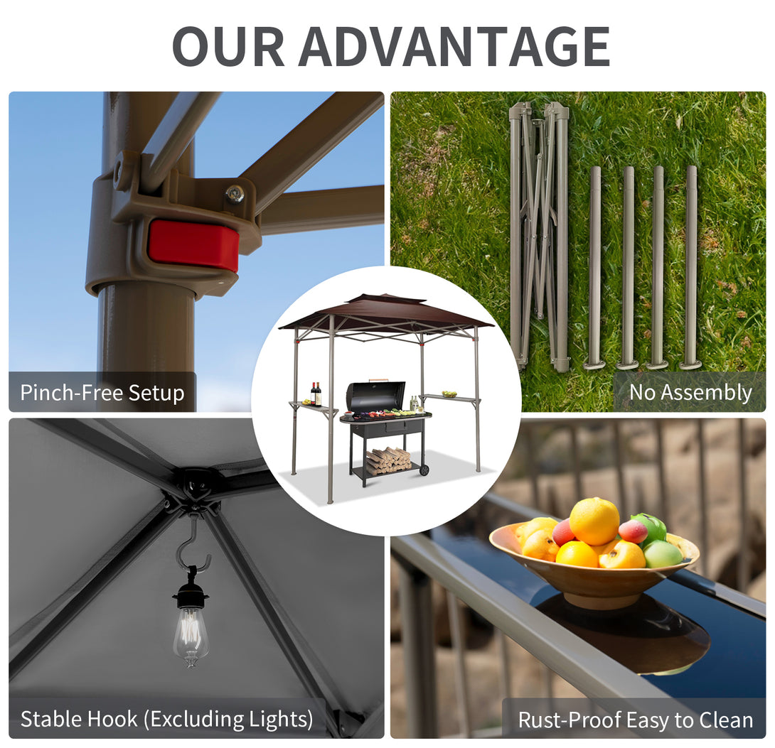 CROWN SHADES 8x5 Grill Gazebo - Auvent BBQ Pop-Up