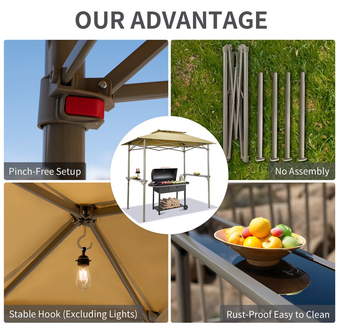 CROWN SHADES 8x5 Grill Gazebo - Auvent BBQ Pop-Up