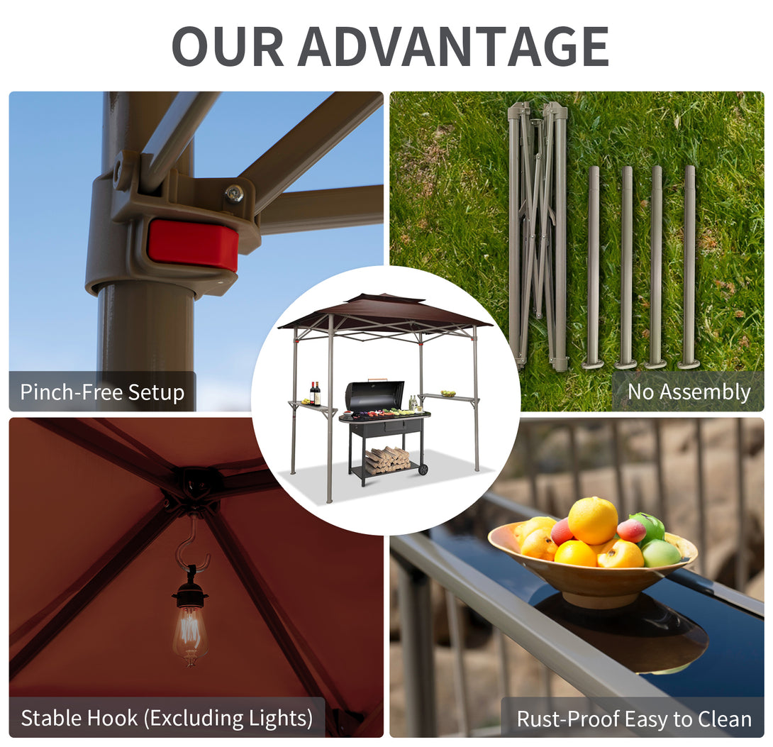 CROWN SHADES 8x5 Grill Gazebo - Auvent BBQ Pop-Up