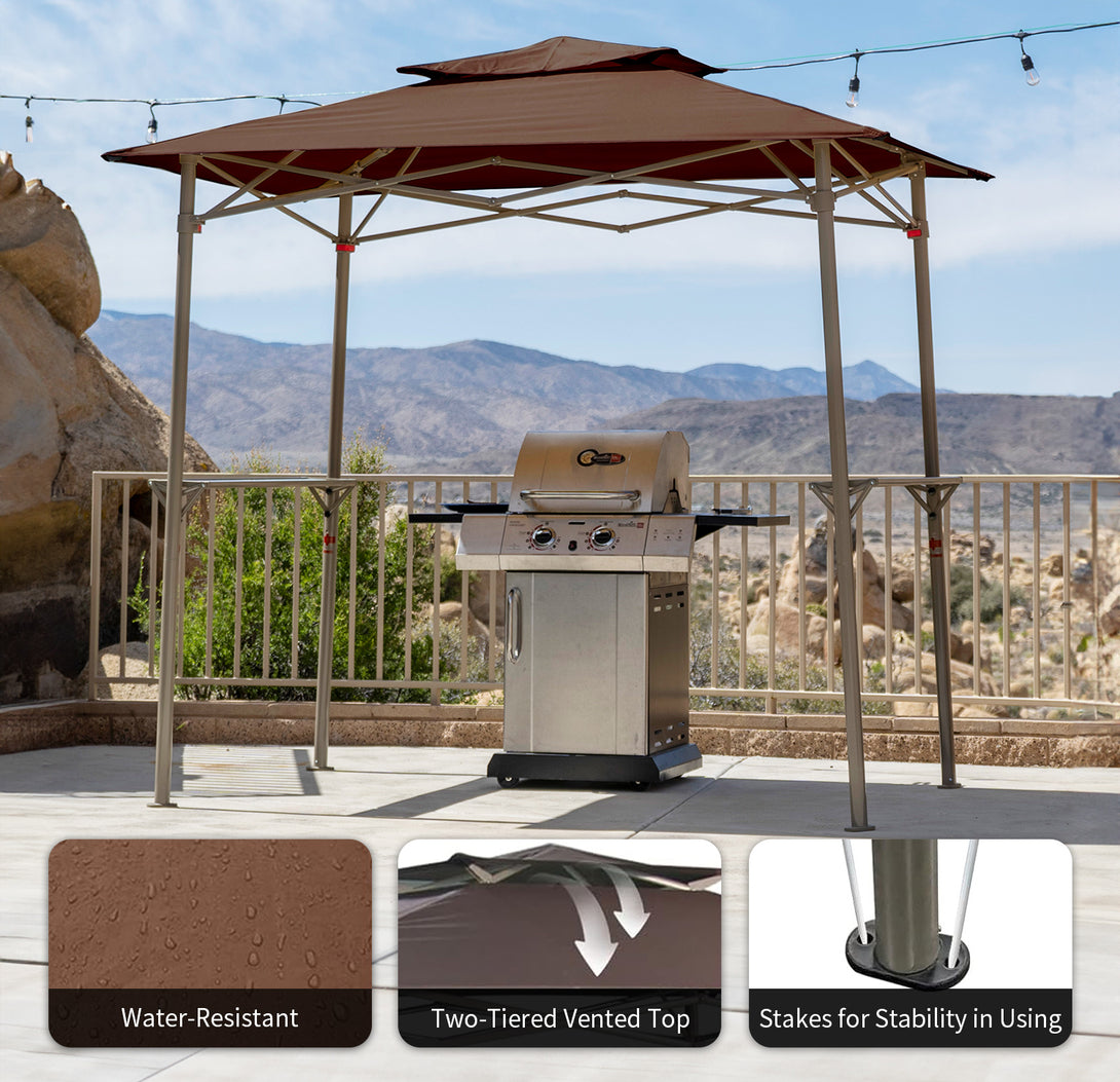 CROWN SHADES 8x5 Grill Gazebo - Auvent BBQ Pop-Up