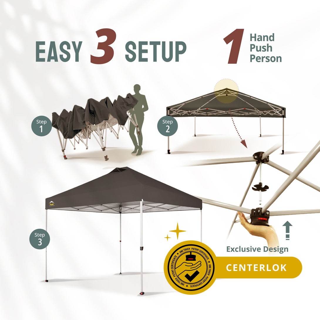 10x10 Recreational Centerlok Canopy - Sto 'N Go, Silver Coated, 150D - RM100H