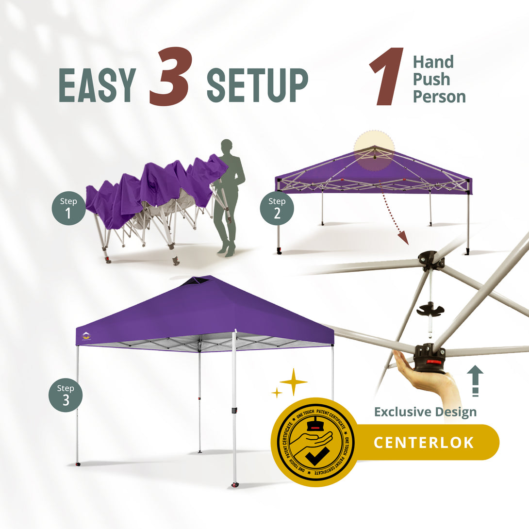 10x10 Recreational Centerlok Canopy - Sto 'N Go, Silver Coated, 150D - RM100H