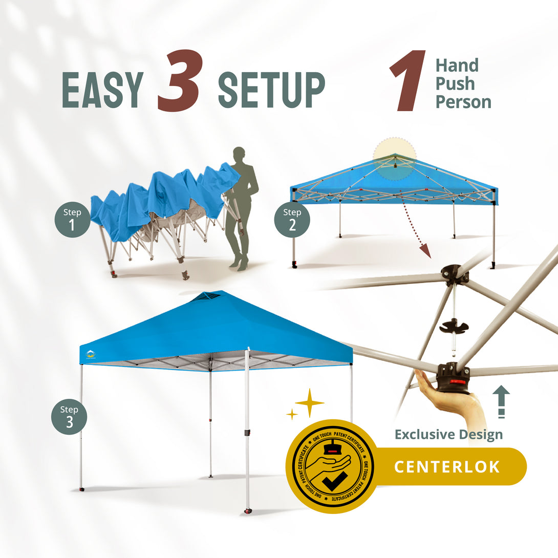 10x10 Recreational Centerlok Canopy - Sto 'N Go, Silver Coated, 150D - RM100H