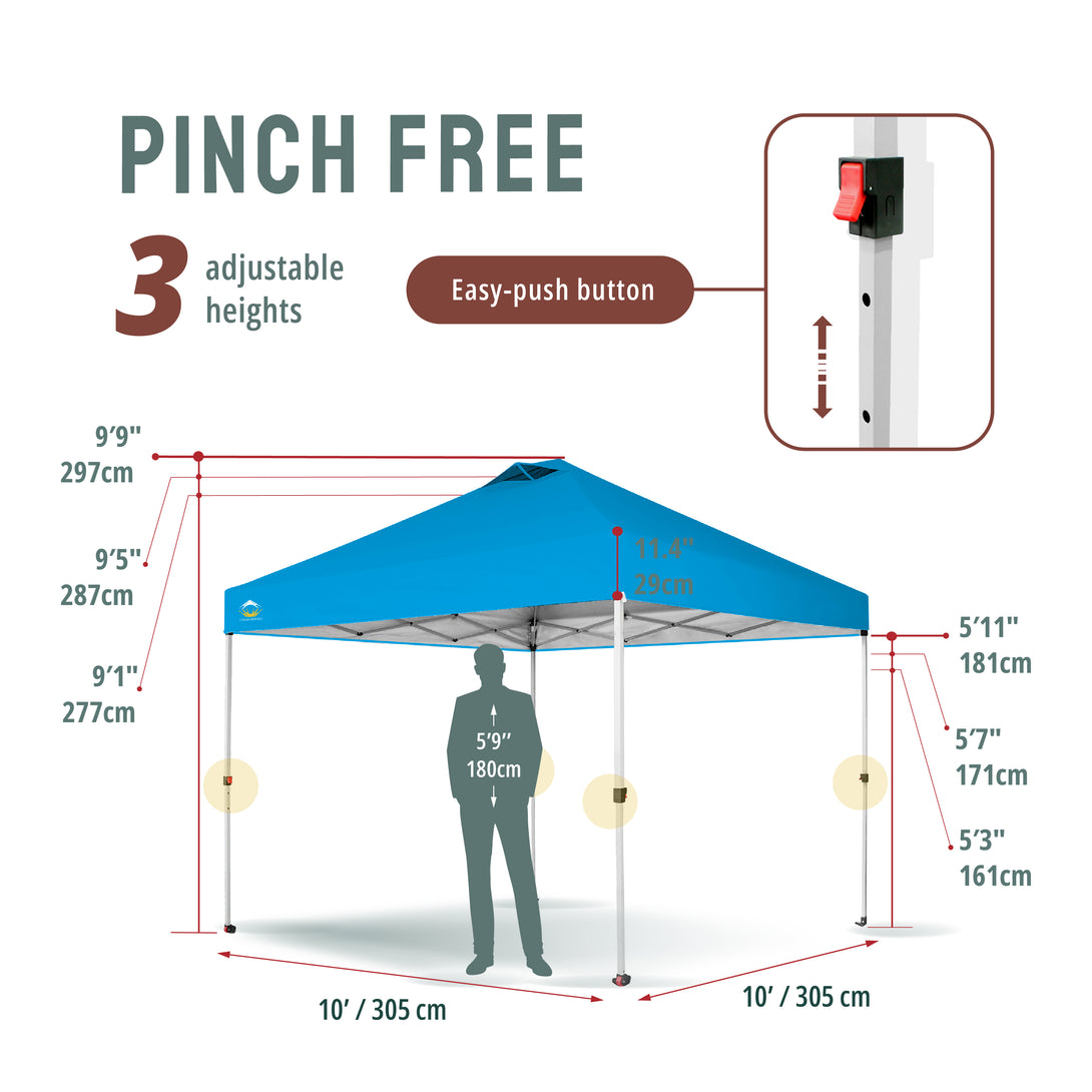 10x10 Recreational Centerlok Canopy - Sto 'N Go, Silver Coated, 150D - RM100H