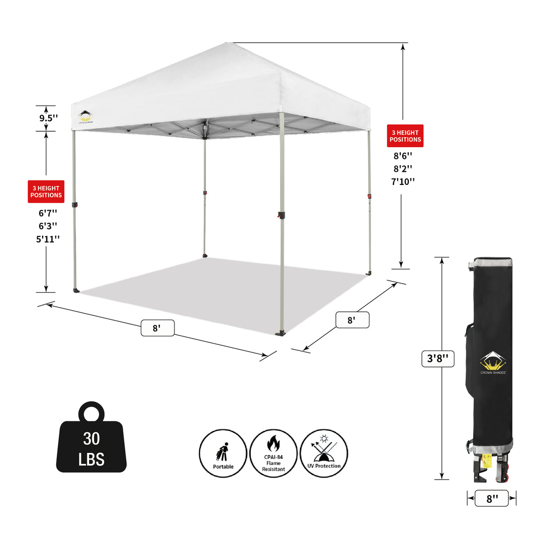 Canopée Recreational Centerlok 8x8 - Sto 'N Go, Revêtement Argenté, 150D - RS64F