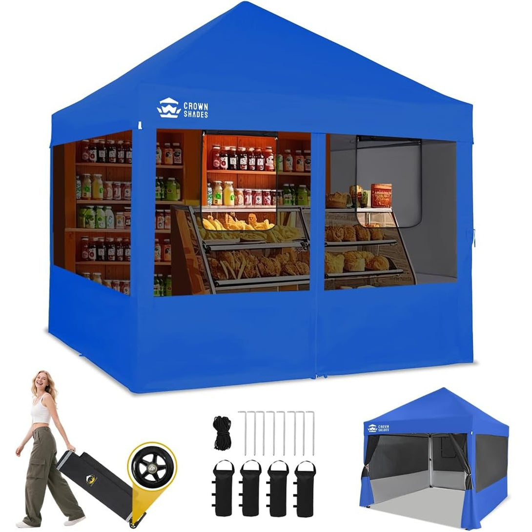 10x10 Pop Up Canopy with 4 Food Booth Sidewall Kit