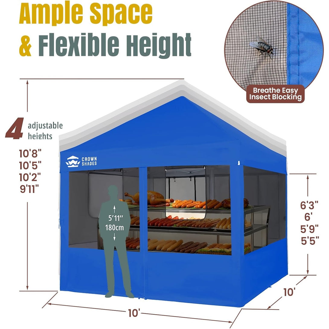 10x10 Pop Up Canopy with 4 Food Booth Sidewall Kit