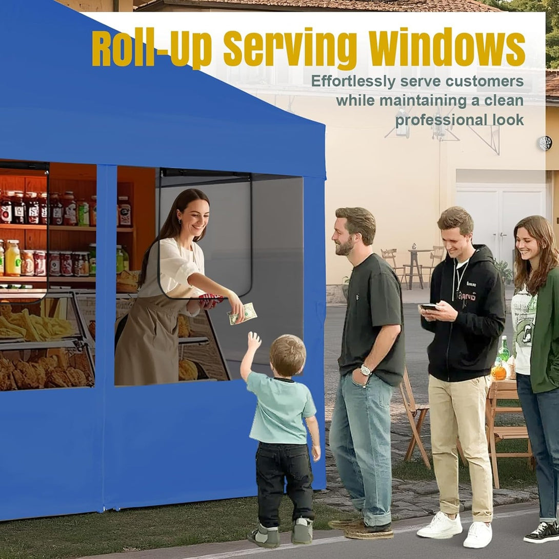 10x10 Pop Up Canopy with 4 Food Booth Sidewall Kit