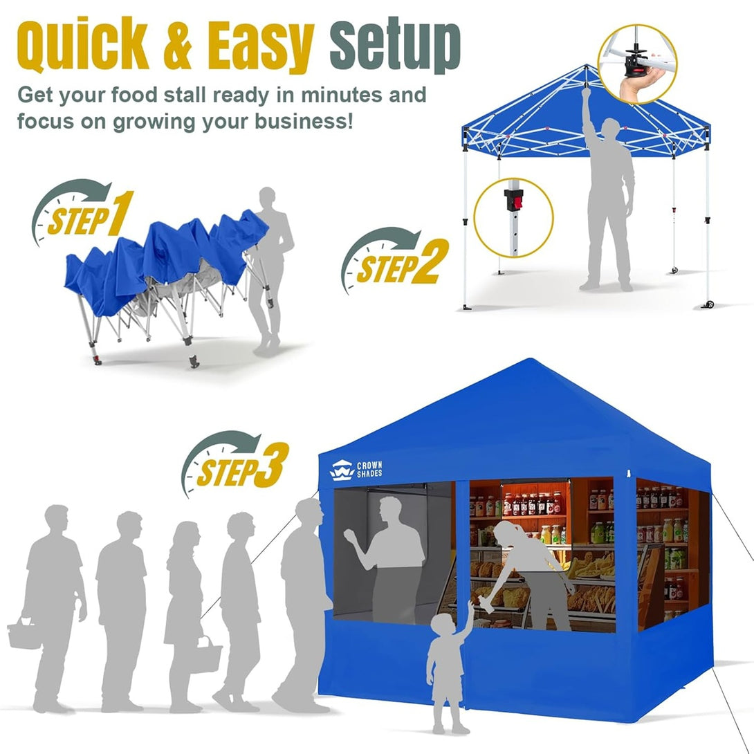 10x10 Pop Up Canopy with 4 Food Booth Sidewall Kit