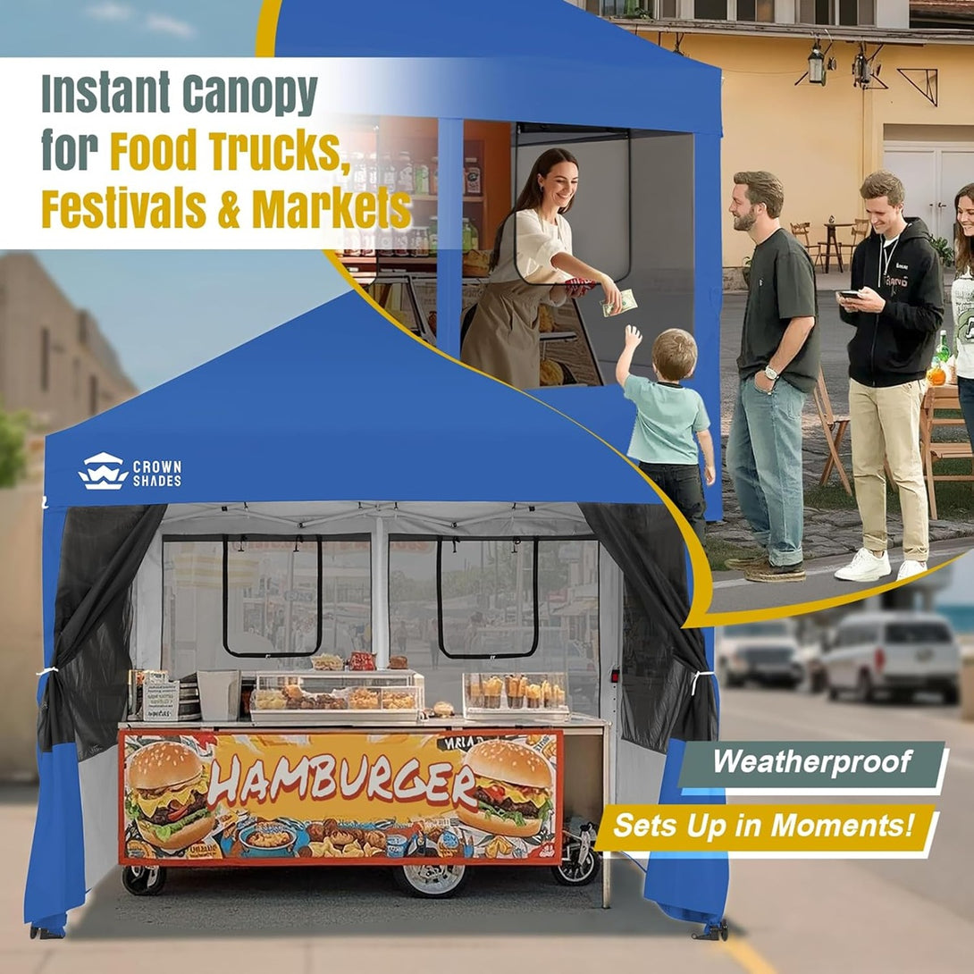 10x10 Pop Up Canopy with 4 Food Booth Sidewall Kit