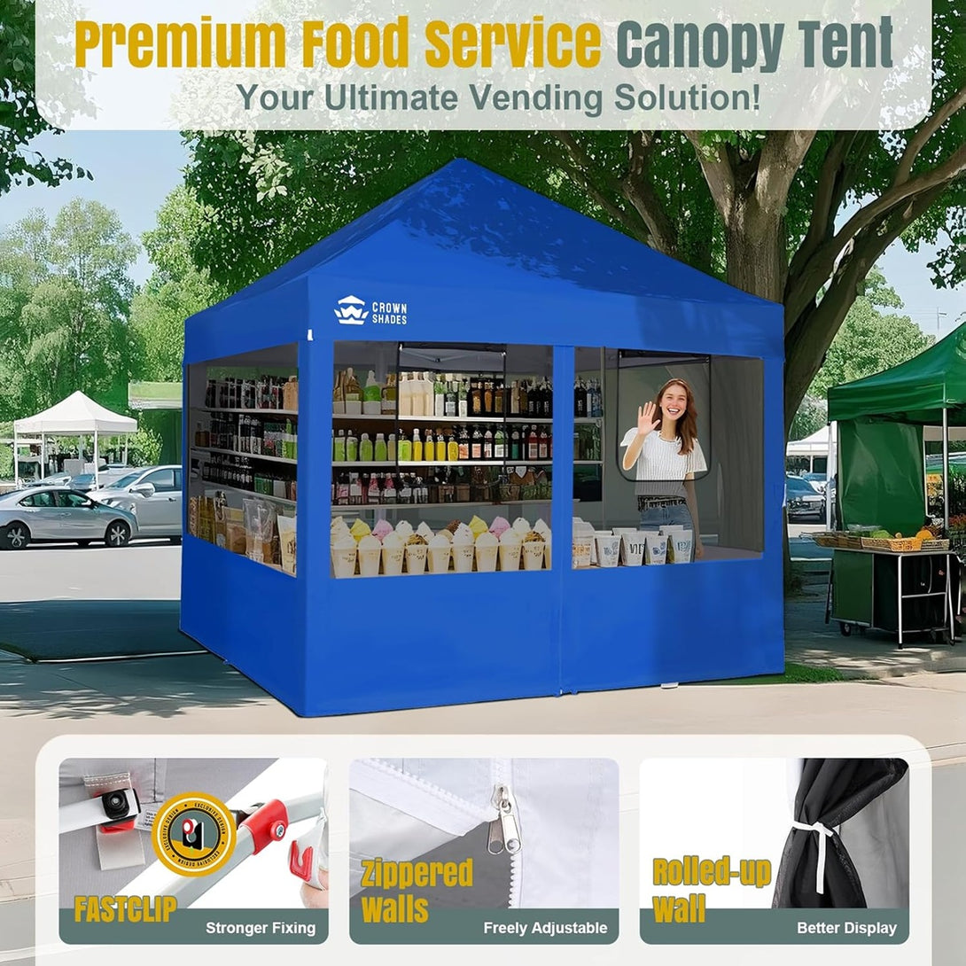 10x10 Pop Up Canopy with 4 Food Booth Sidewall Kit