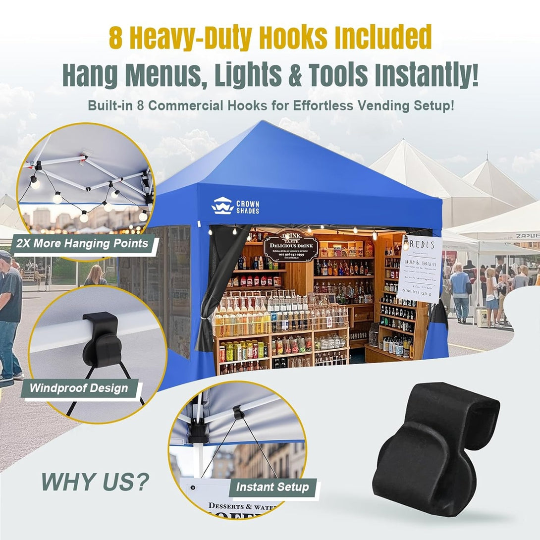 10x10 Pop Up Canopy with 4 Food Booth Sidewall Kit