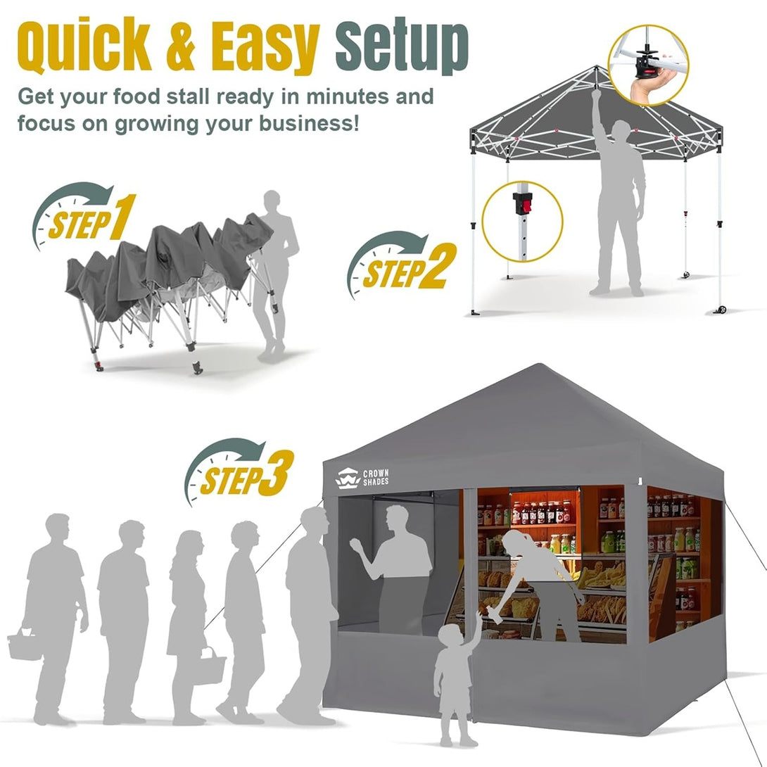 10x10 Pop Up Canopy with 4 Food Booth Sidewall Kit
