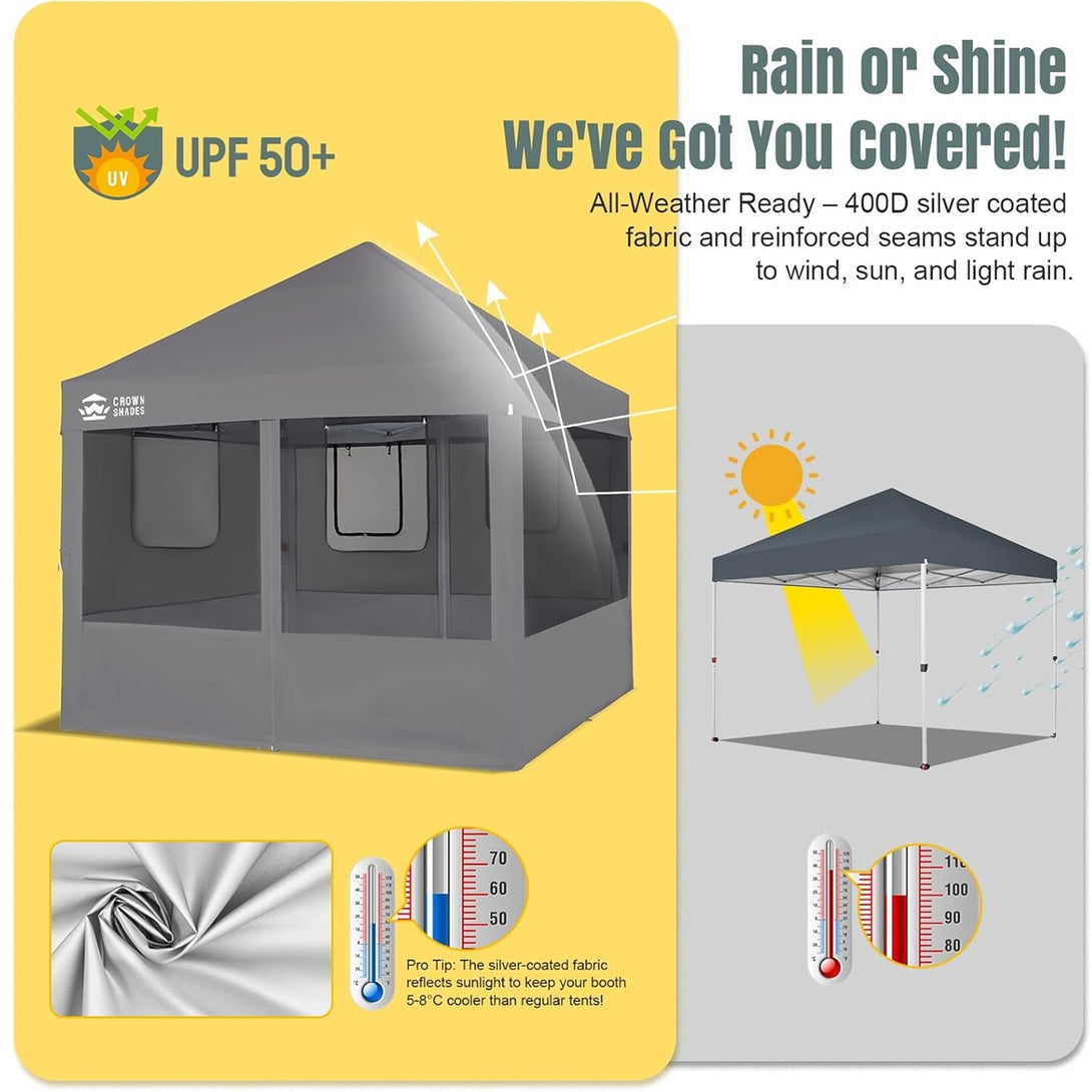 10x10 Pop Up Canopy with 4 Food Booth Sidewall Kit