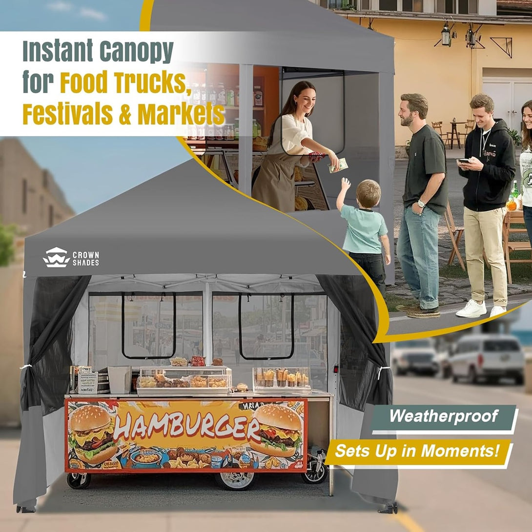 10x10 Pop Up Canopy with 4 Food Booth Sidewall Kit