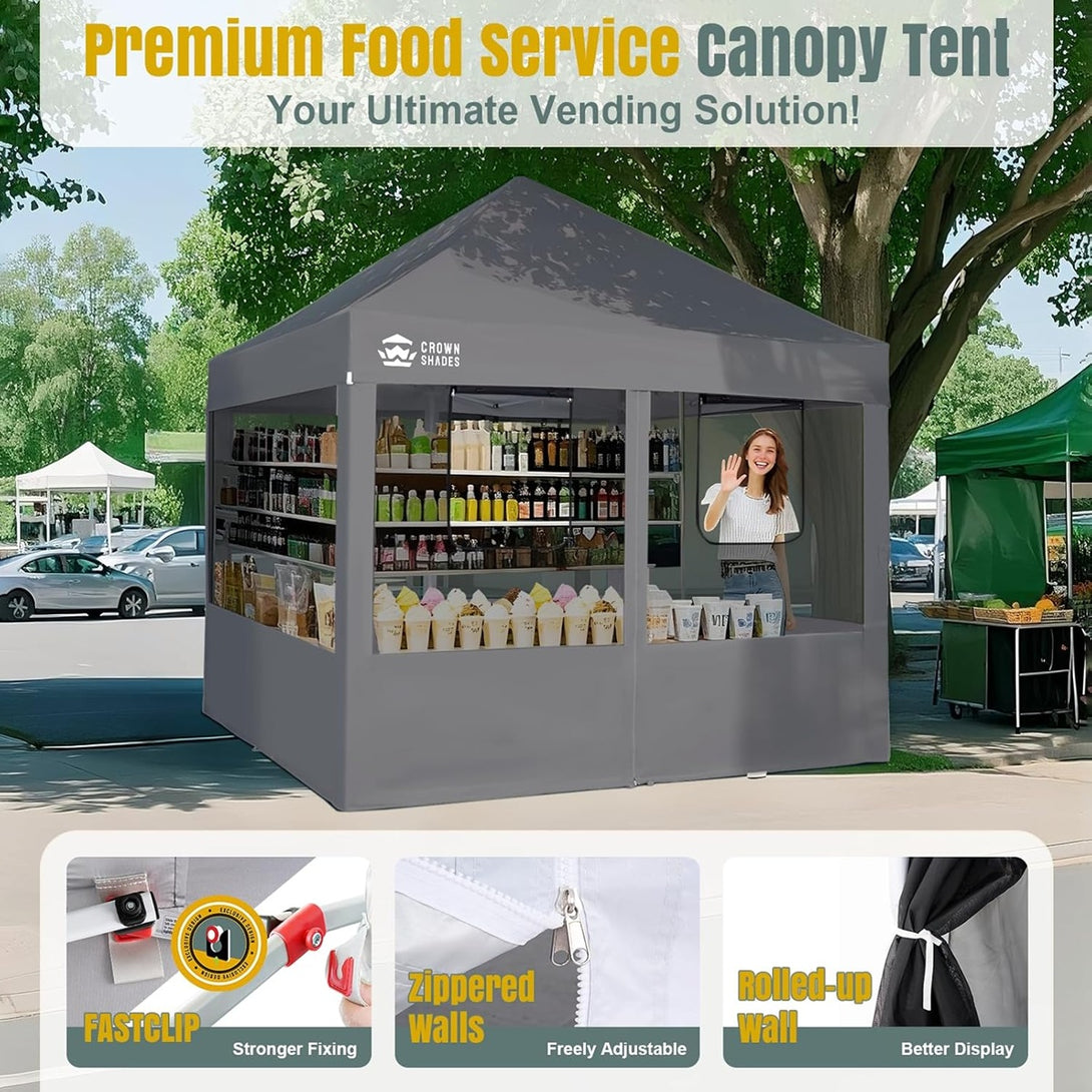 10x10 Pop Up Canopy with 4 Food Booth Sidewall Kit