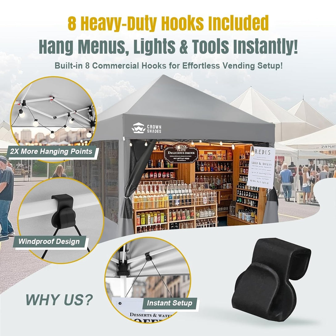 10x10 Pop Up Canopy with 4 Food Booth Sidewall Kit