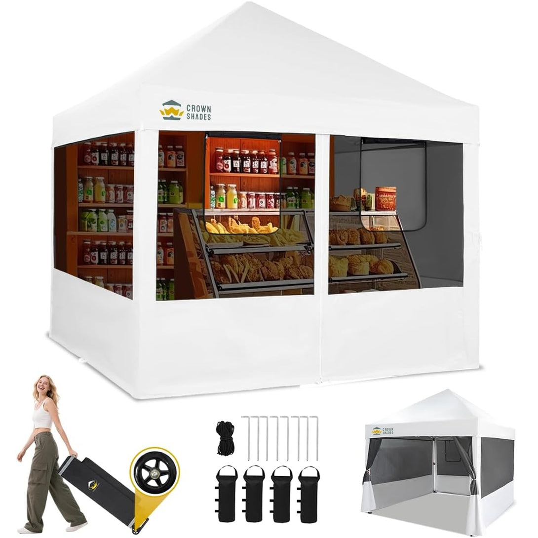 10x10 Pop Up Canopy with 4 Food Booth Sidewall Kit