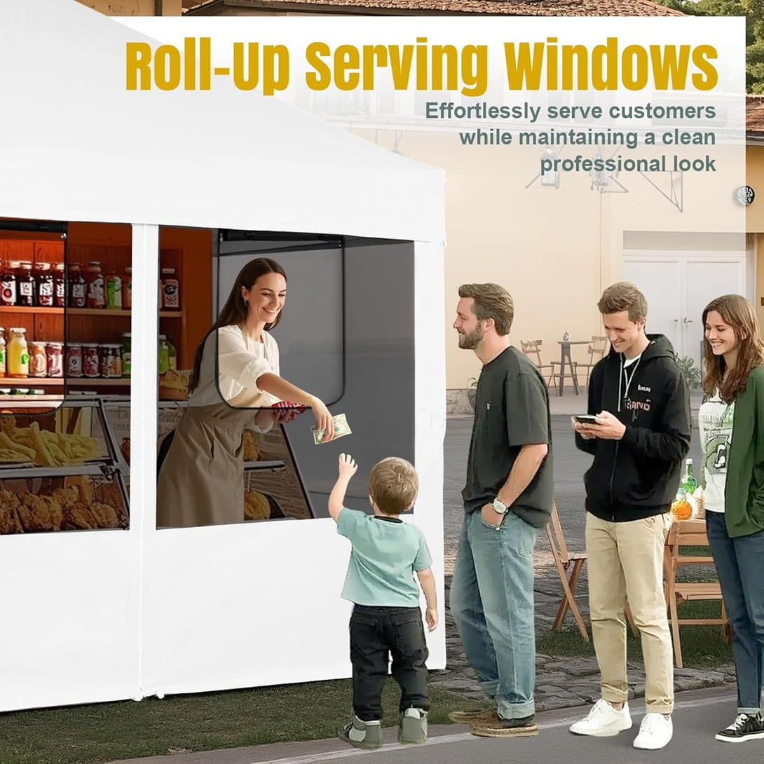 10x10 Pop Up Canopy with 4 Food Booth Sidewall Kit