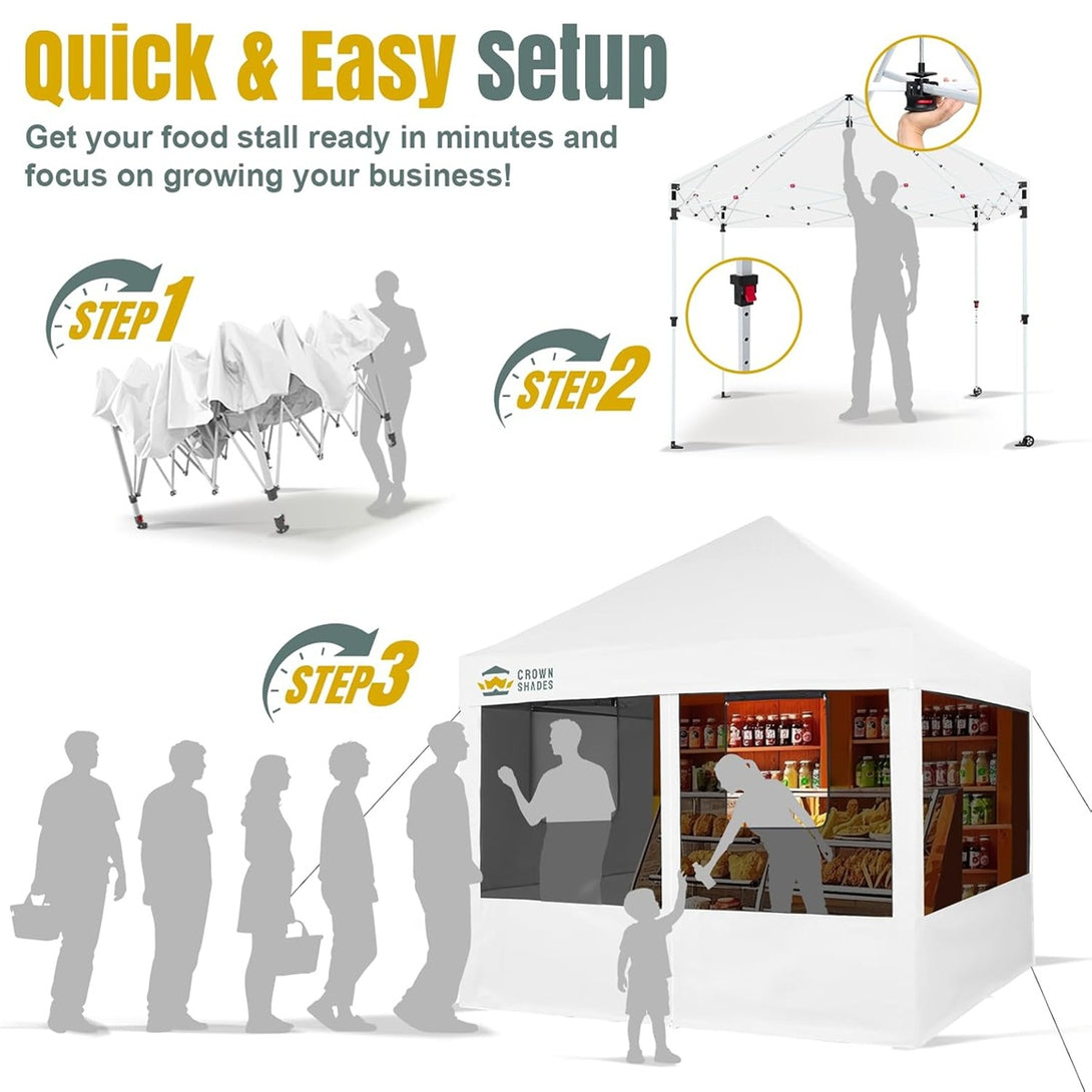 10x10 Pop Up Canopy with 4 Food Booth Sidewall Kit