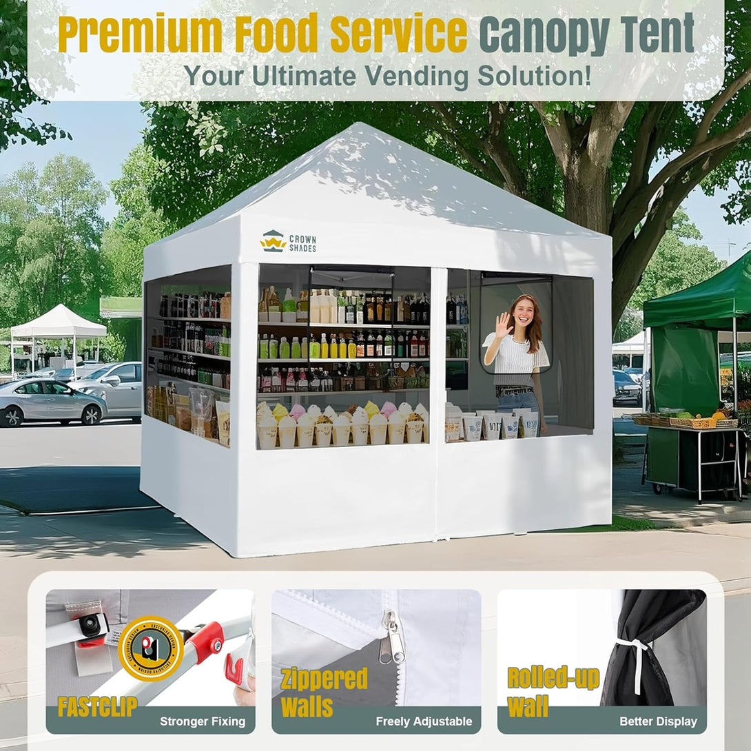 10x10 Pop Up Canopy with 4 Food Booth Sidewall Kit