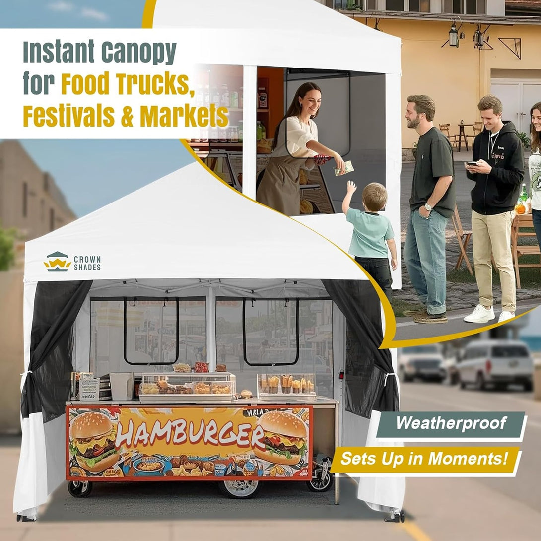 10x10 Pop Up Canopy with 4 Food Booth Sidewall Kit